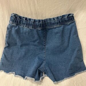 Stitch Star Womens Size L Midi Denim Shorts Pockets Elastic Waist